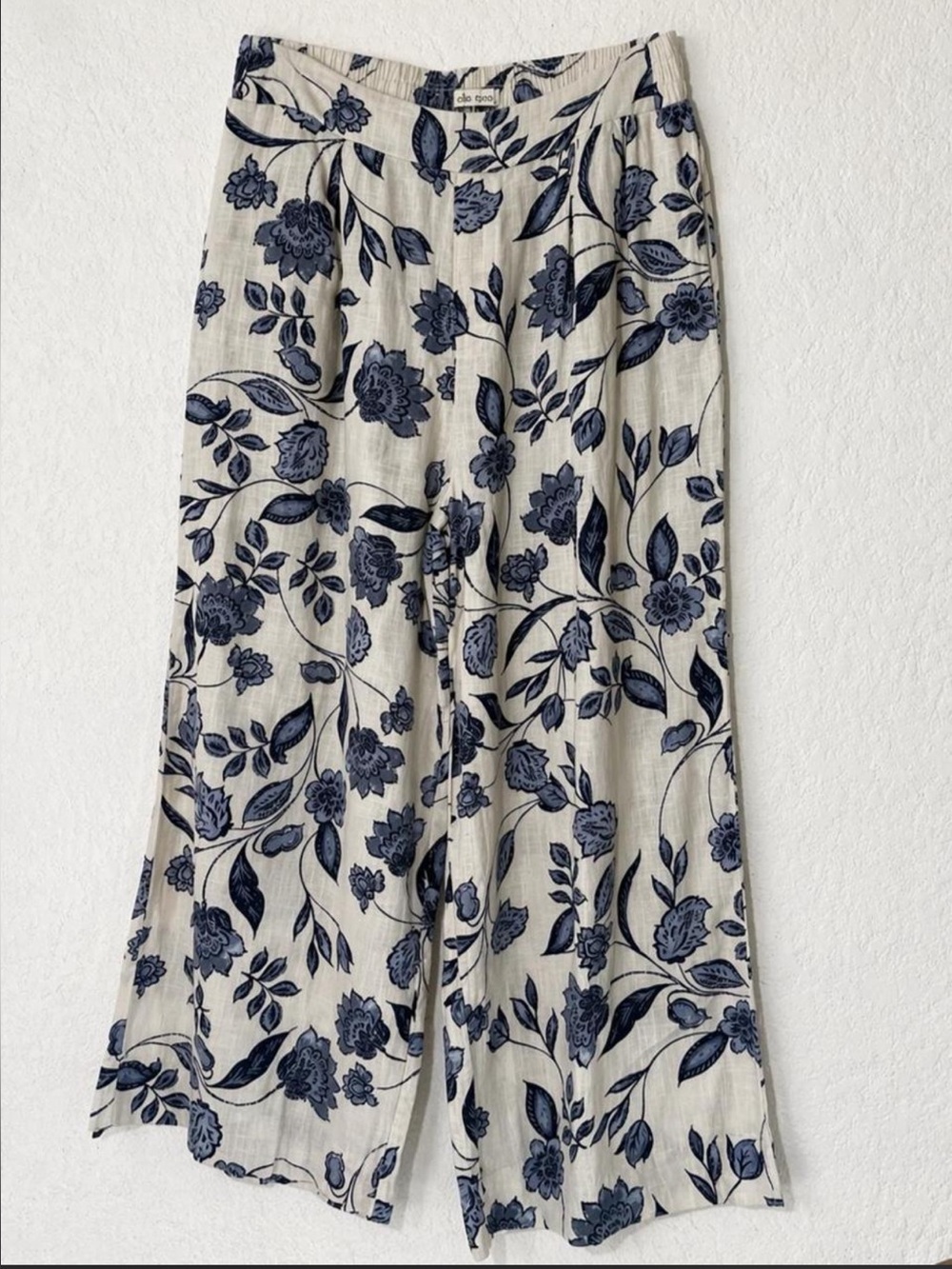 Ella Moss Floral Linen Blend Wide Leg Size M Boutique Resort Coastal - Picture 2 of 5